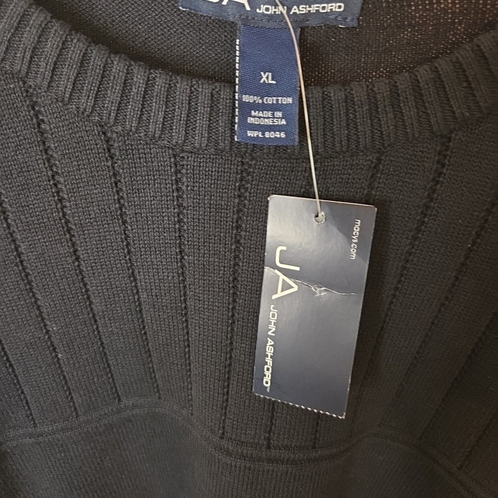 NEW VINTAGE MEN'S J. ASHFORD XL COTTON BLACK SWEATER - NW TAGS - Picture 5 of 5
